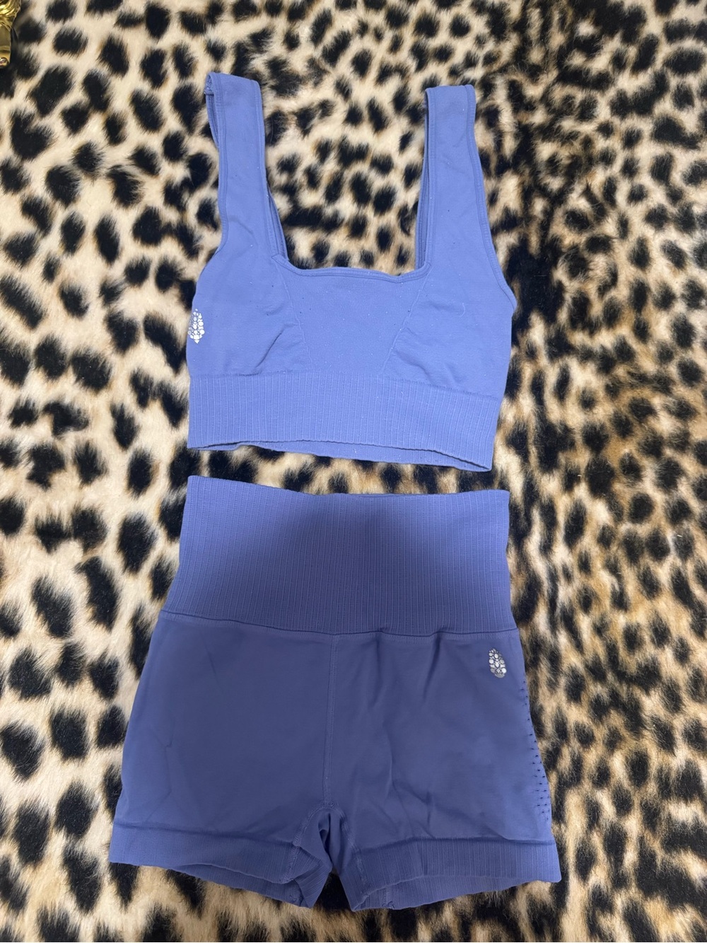Free People Movement High-Waist Active Shorts & Crop Top Set - Periwinkle Blue